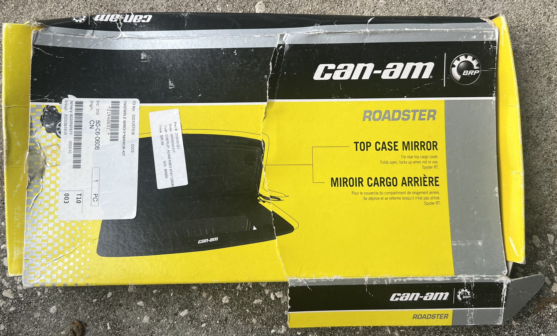 Can-Am New OEM, Spyder RT Top Case Mirror With Small Cargo In Lid, (contact info removed)21