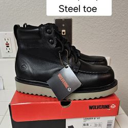 Wolverine Steel Toe Work Boots Size 9, 9.5 