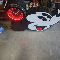 Massive Neon Mickey Mouse Clock