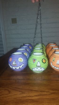16 Ceramic Hanging Halloween Lanterns Lights