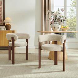 20" Seat Height Boucle Upholstered Arm Chair with Metal Legs - Upholstery Color: Beige