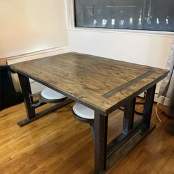 Industrial Wood And Metal Dining Table
