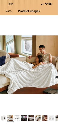 Bedsure Soft Cozy Queen Size Fleece Blanket for Bed Off White 100x84” Birthday Gifts for Women Mom Her, Cozy Fluffy Throw Blanket for Sofa Comforter,