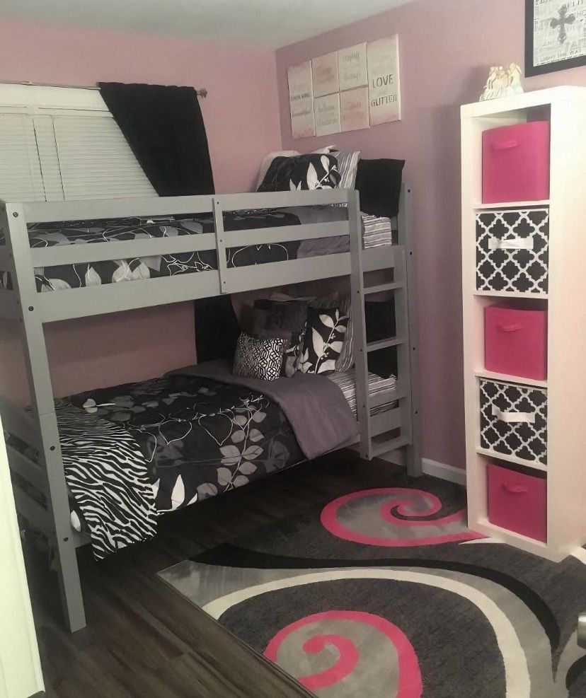 Wooden Gray Bunk Bed 