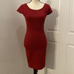 Small Red Body-con Scoop Neck Mini Dress