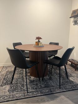 Round Walnut Dining Table