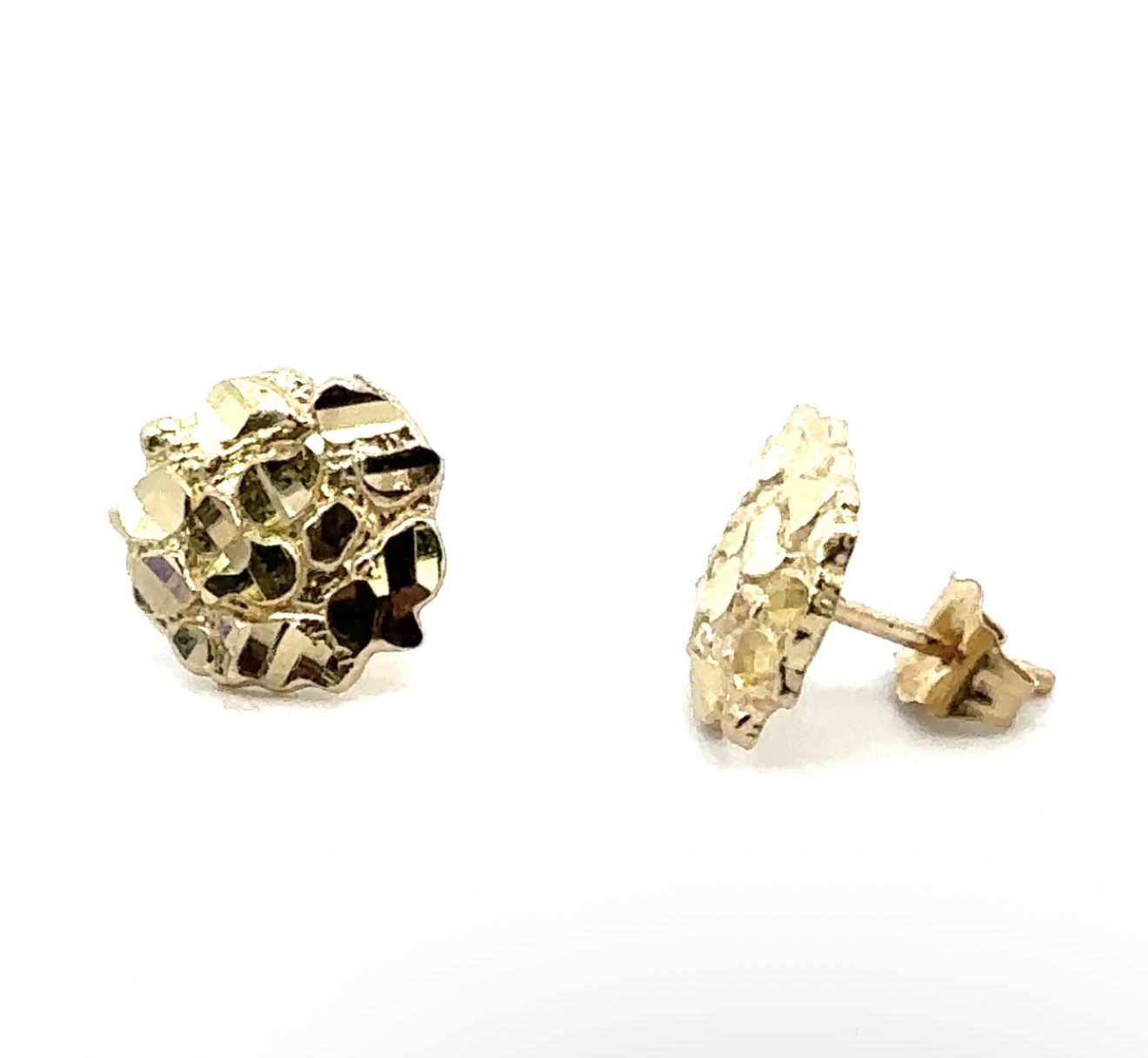 Men’s Woman’s 10k Yellow Gold Circle Nugget Stud Earrings GP3122860
