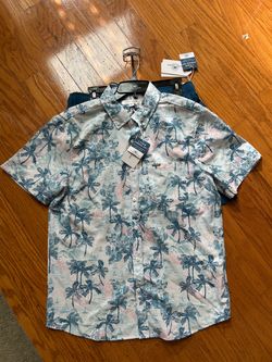 NWT Vintage Summer men’s 2 pcs beach button down top & swim shorts set size M