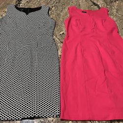 (2) Talbots Petite Women’s Size 6 Petite Dresses $45 Each Or $80 For Both Pink And Black With White