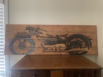 Wooden Motorcycle sign/picture