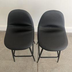 Set of 2 Modern Faux Leather Bar Stools – Black - $70 OBO (Motivated to sell!)