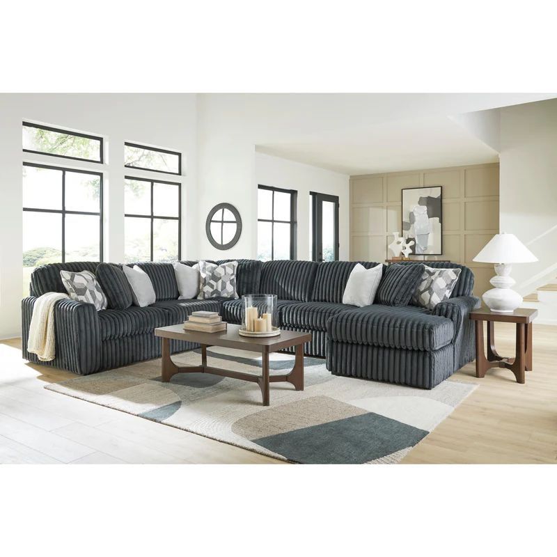 Large 3 piece Sectional W/ Chaise features luxuriously soft jumbo corduroy fabric