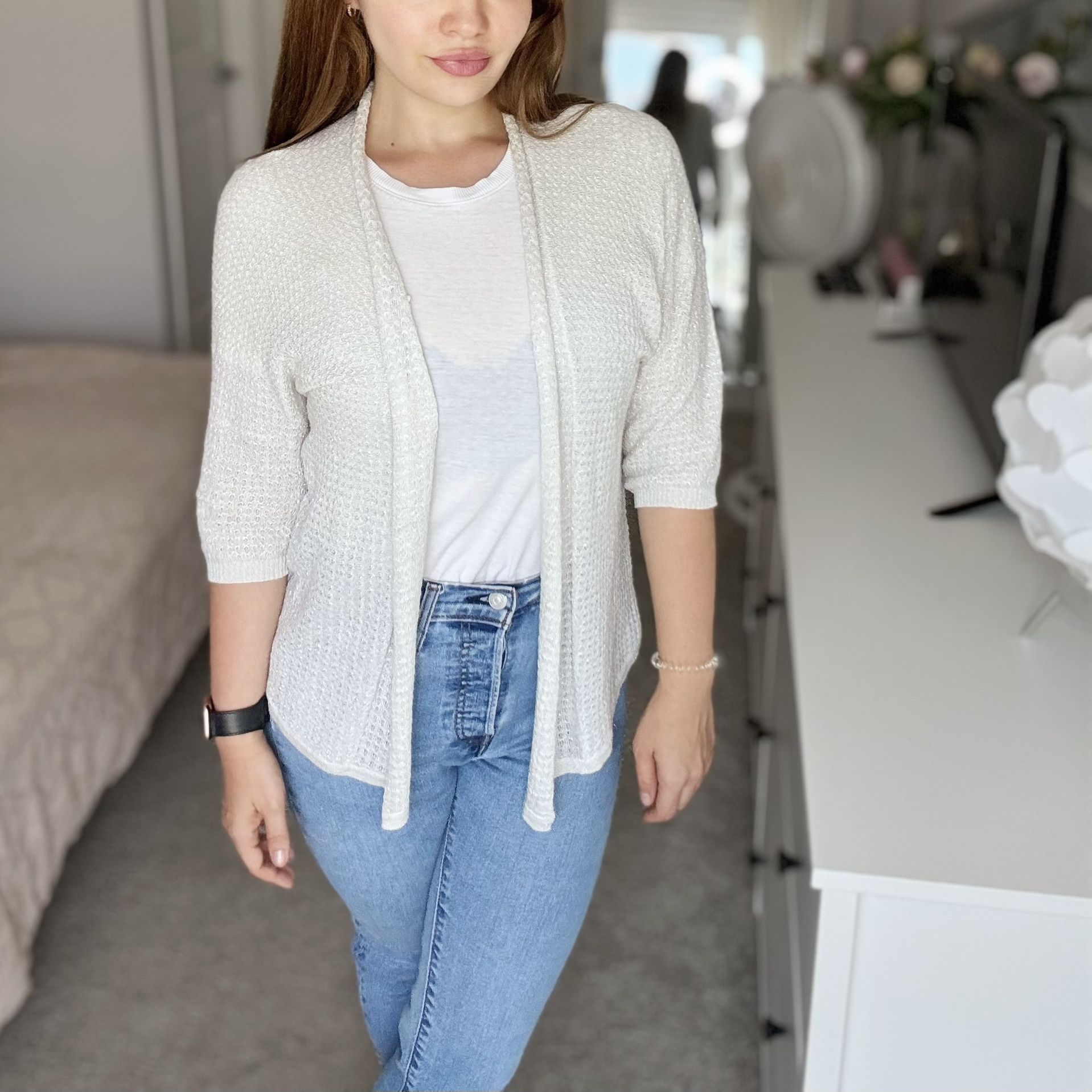 Zarina Cream Elegant Cardigan L(6)Size