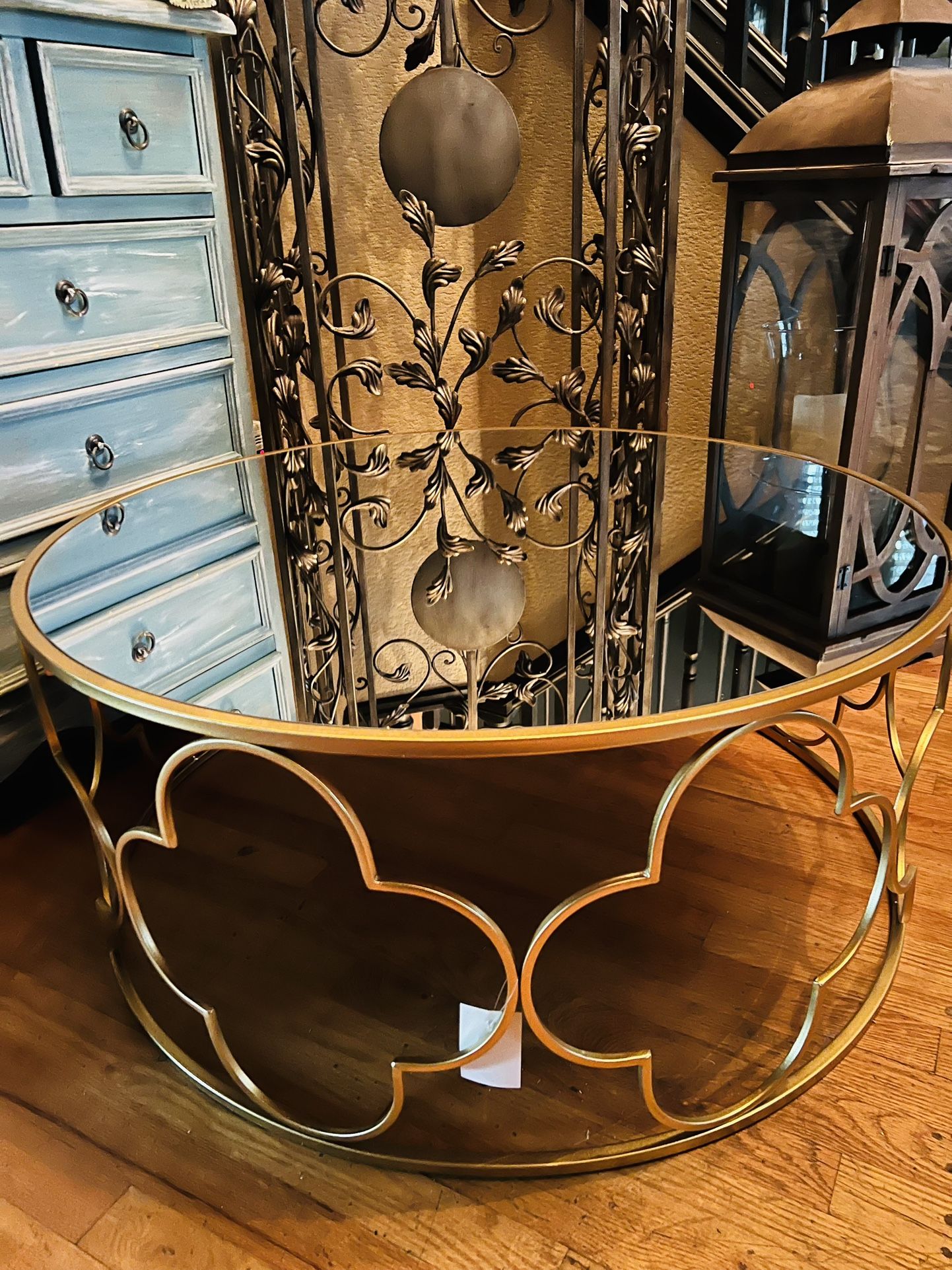 New Mirrored And Gold Coffee Table 35.5x15.5in