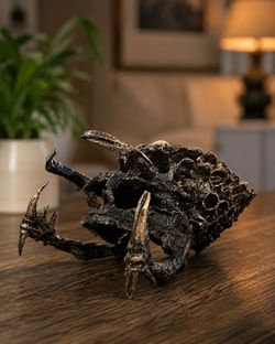 Predator Resin Sculpture with Real Cow Bone
