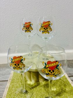 Ed Hardy Wine glass set 4