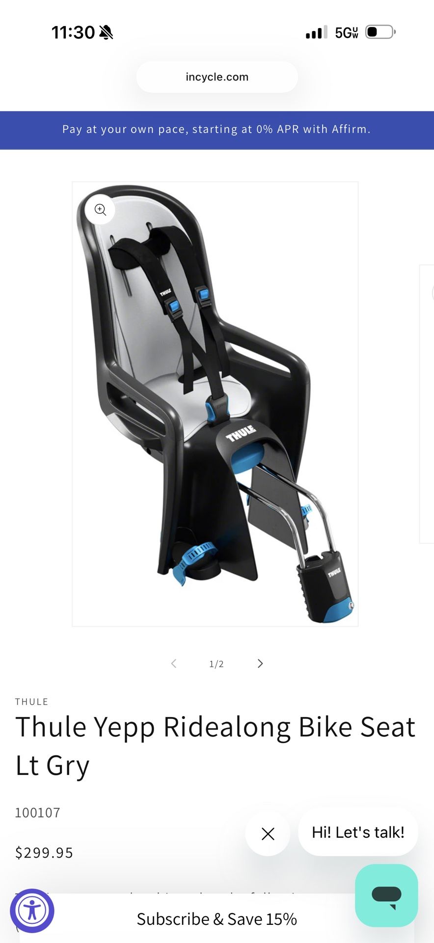 Thule RideAlong tiltable child bike seat dark gray