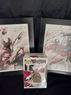Carnage Funko Pop & x2 Arts w/ frame