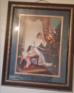 Framed Victorian Mother and Child Print