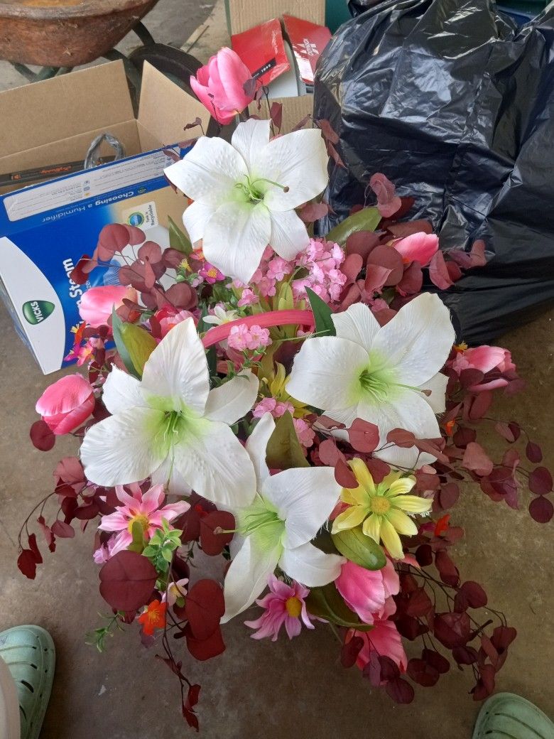 Basket Of Fake Flowers