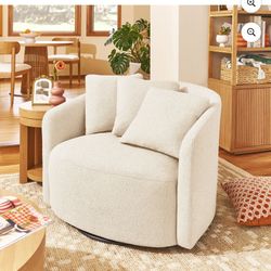 Beautiful Drew Accent Chair by Drew Barrymore, Cream Boucle