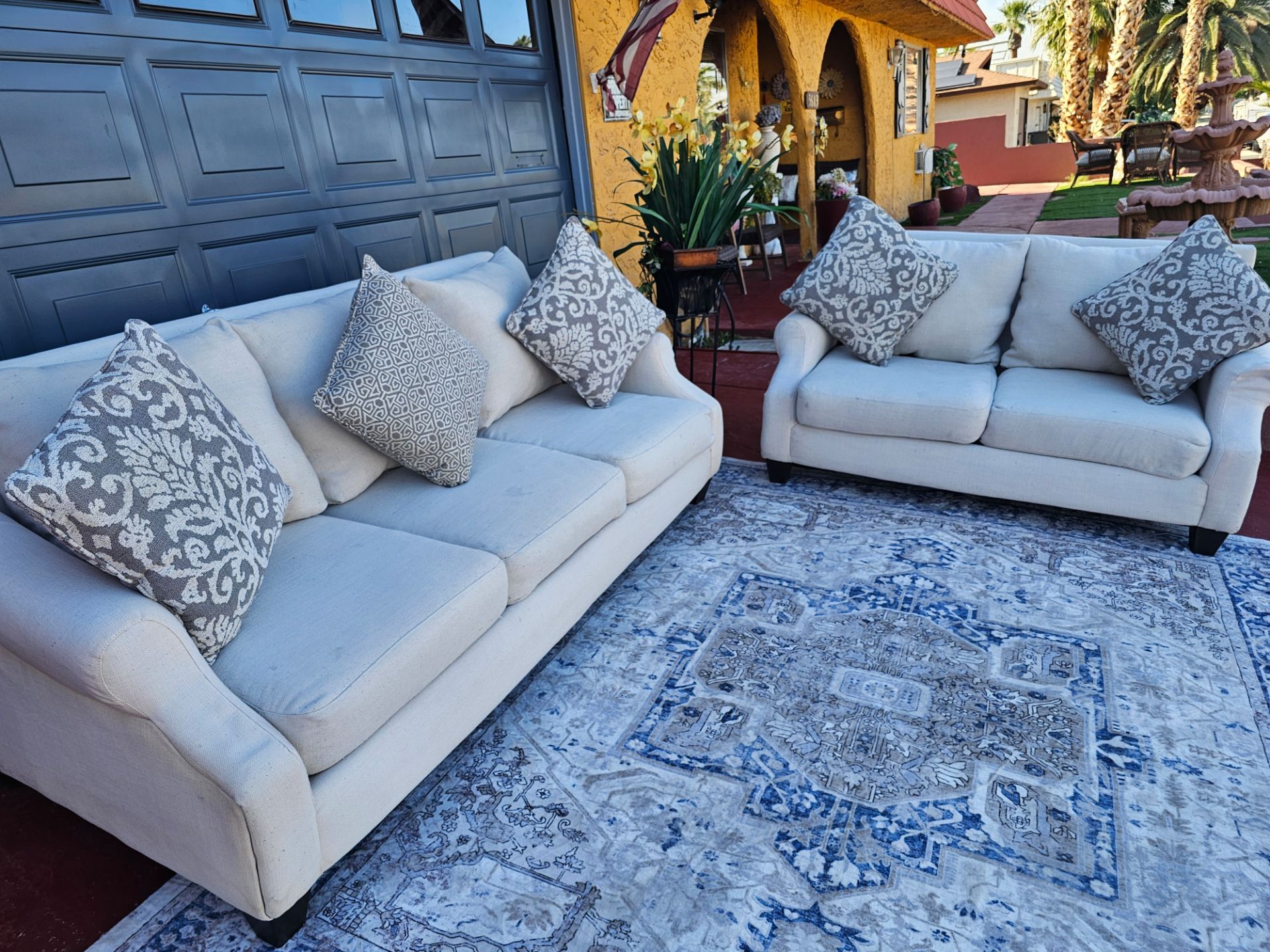 Beautiful Set Couch With Pillow Totally Deep Clean Good Condition No Stains No Smell very cozy comfortable to sit