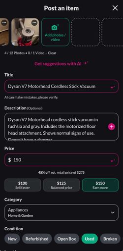 Dyson V7 Motorhead Cordless Stick Vacuum