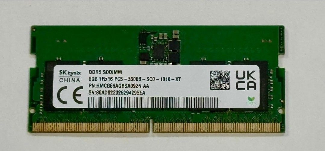 2 Sticks Of SK-Hynix 8GB DDR5 5600MHz SODIMM PC5-5600B-SC0 1Rx16 1.1V SO-DIMM 262-Pin Gaming Laptop RAM Memory Module (HMCG66AGBSA092N AA) OEM