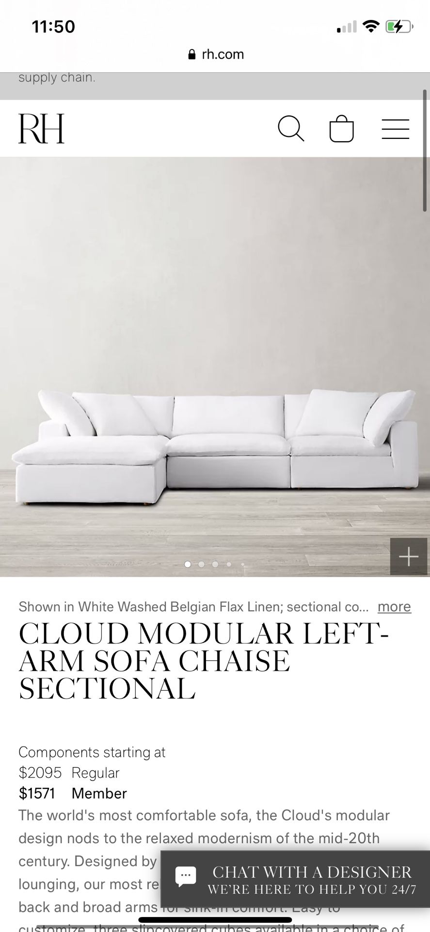 Restoration Hardware sectional Couch