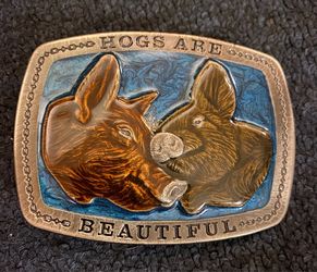Vintage new 1979 Hogs Are Beautiful Belt Buckle
