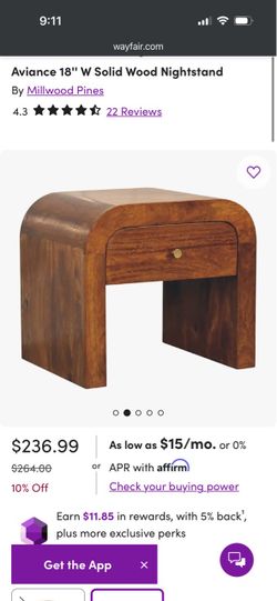 Waterfall Solid Wood Nightstand