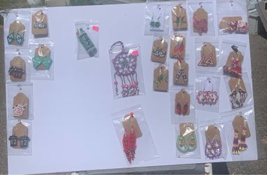 Native bead work, earrings, pens, lighter, dream catcher