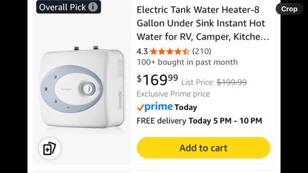 Feelrogast Electric Tank Water Heater 8 Gal WHA-BUO80-CA NEW!