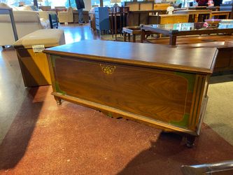 Vintage Dark Brown Wood Hope Chest