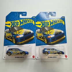 2026 Hot Wheels 58th Anniversary Pearl & Chrome Honda Civic EG Blue Lot of 2