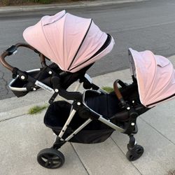 Mockingbird Single-to-double Stroller With 2nd Seat Kit And Accessories Pink Color