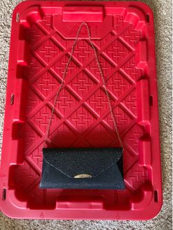 Black Glitter Clutch w/ gold chain