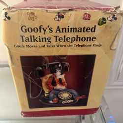 Vintage Disney Goofy Animated Talking Telephone w/ Original Box – Rare Collectible.