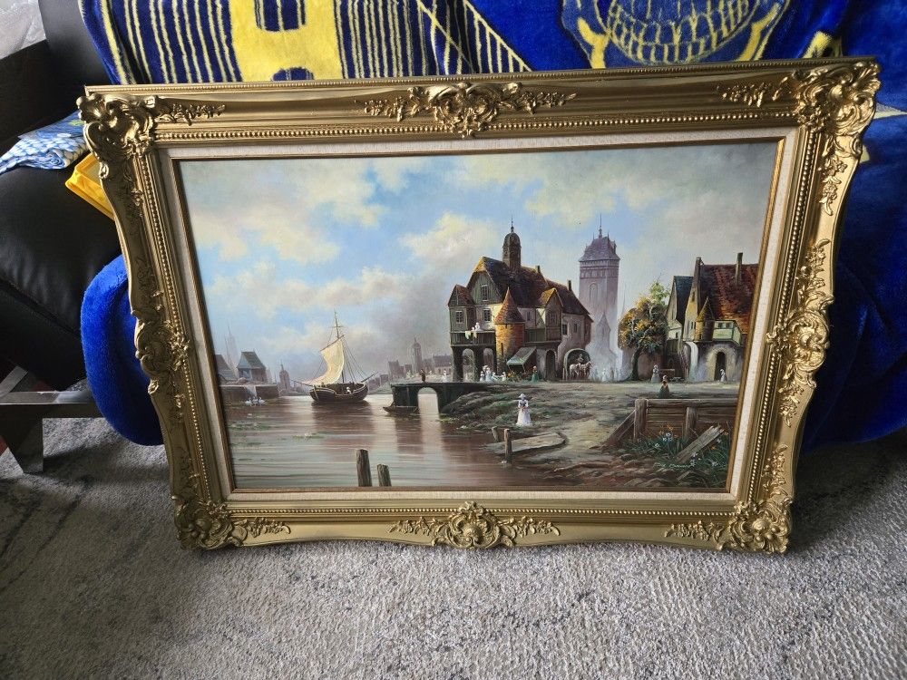 Large Canvas Painting Signed