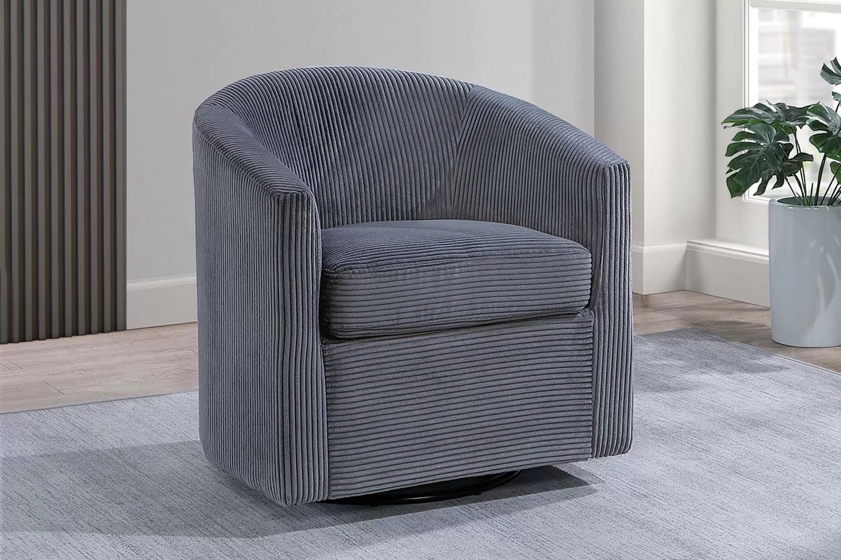 Dark Gray Corduroy Swivel Chair