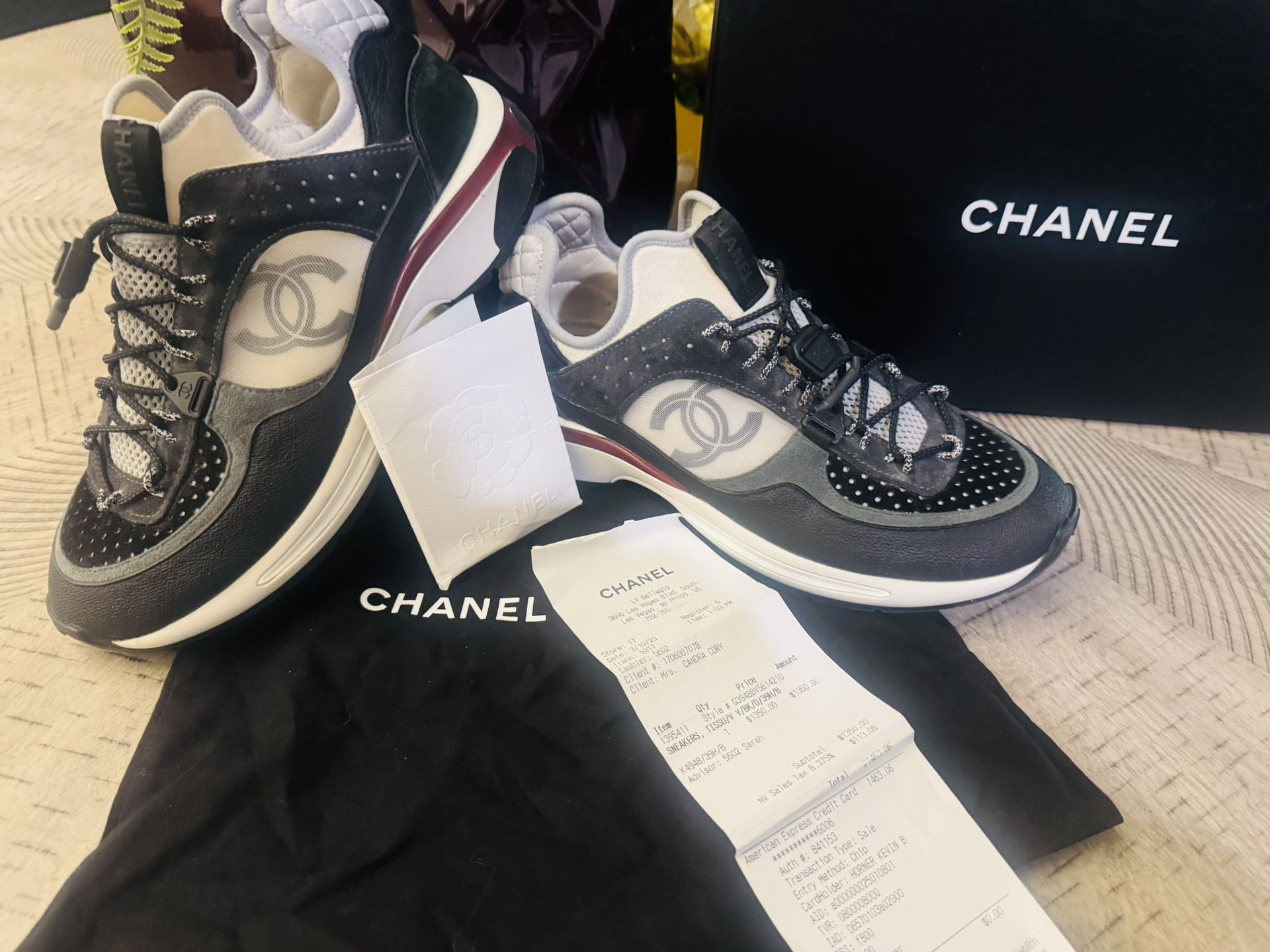 Authentic Chanel Suede Mesh Women’s Sneakers G39488 Size 39