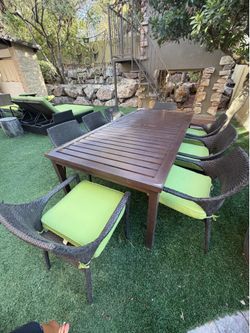 Large 9-Piece Outdoor Patio Dining Set – Table + 8 Cushioned Chairs