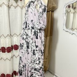 Soft Pink And Black Maxi Dress