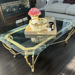 Shabby chic gorgeous Gold Frame W/ Mirror Top Coffee Table 