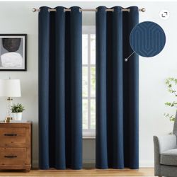 50x90” 2-panel blockout curtain set, blue, new