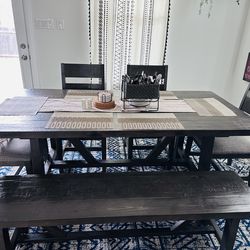 Dining table with bench