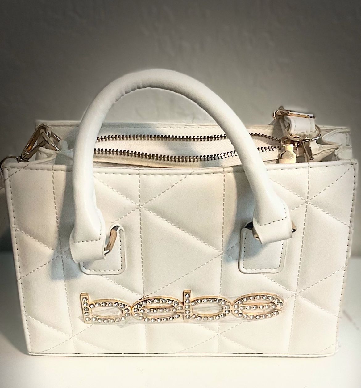 Bebe Classy White Overshoulder Purse