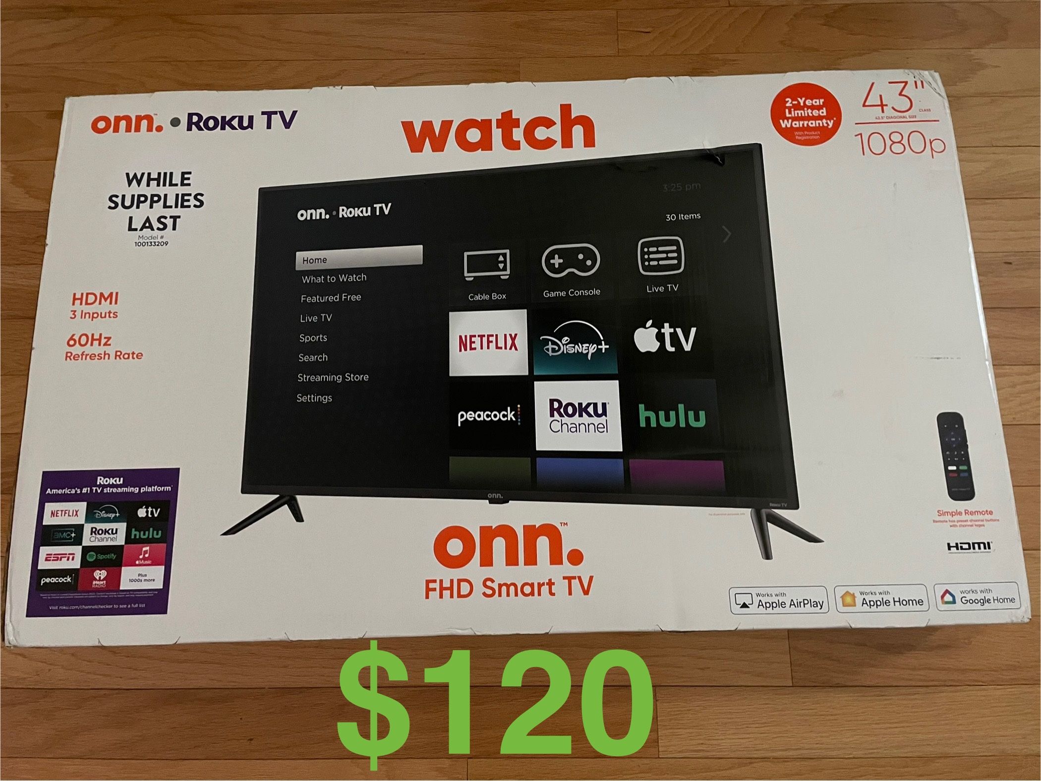 Onn Smart TV 43 Inch Roku 1080P Brand New Sealed In Box. PRICE IS FIRM. CASH ONLY. NO TRADES. For pickup in Carrollwood 