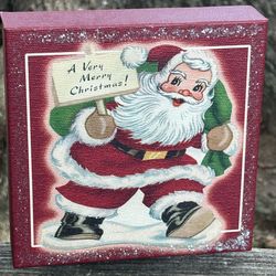 Vintage Jolly Santa Canvas Picture