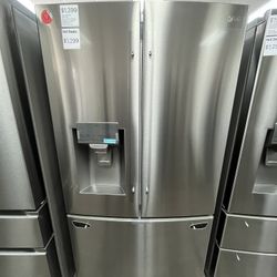 NOW ONLY $1299! LG 3 Door French Door Refrigerator with Ice & Water 